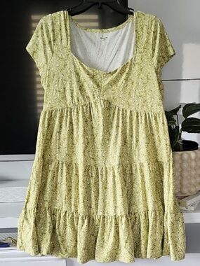 Green Floral Empire Waist Babydoll Dress